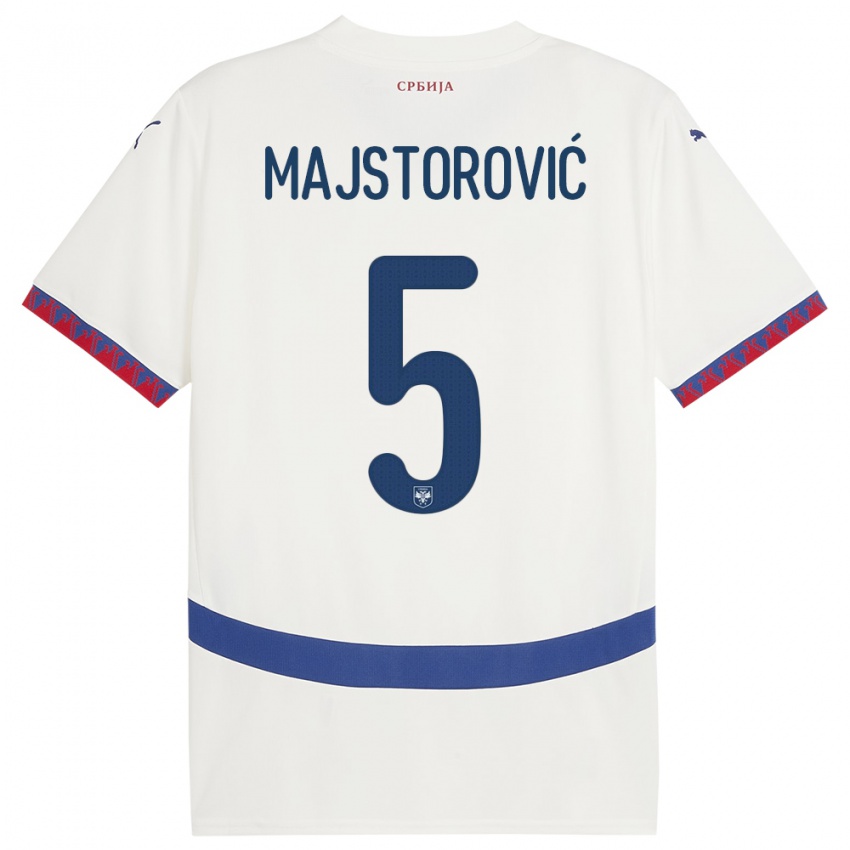 Mann Serbia Milan Majstorovic #5 Hvit Bortetrøye Drakt Trøye 24-26 Skjorter T-Skjorte