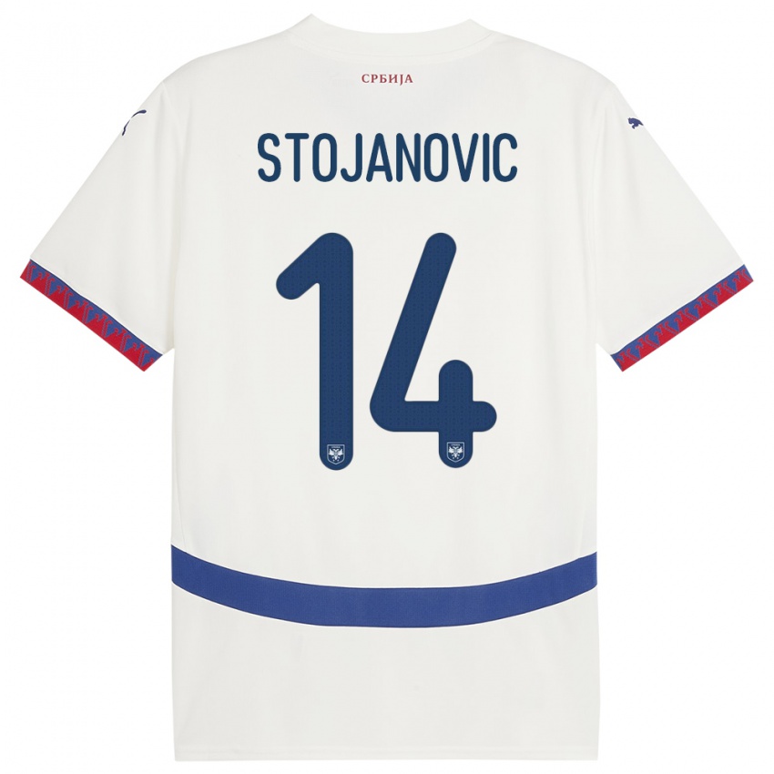 Mann Serbia Matija Stojanovic #14 Hvit Bortetrøye Drakt Trøye 24-26 Skjorter T-Skjorte