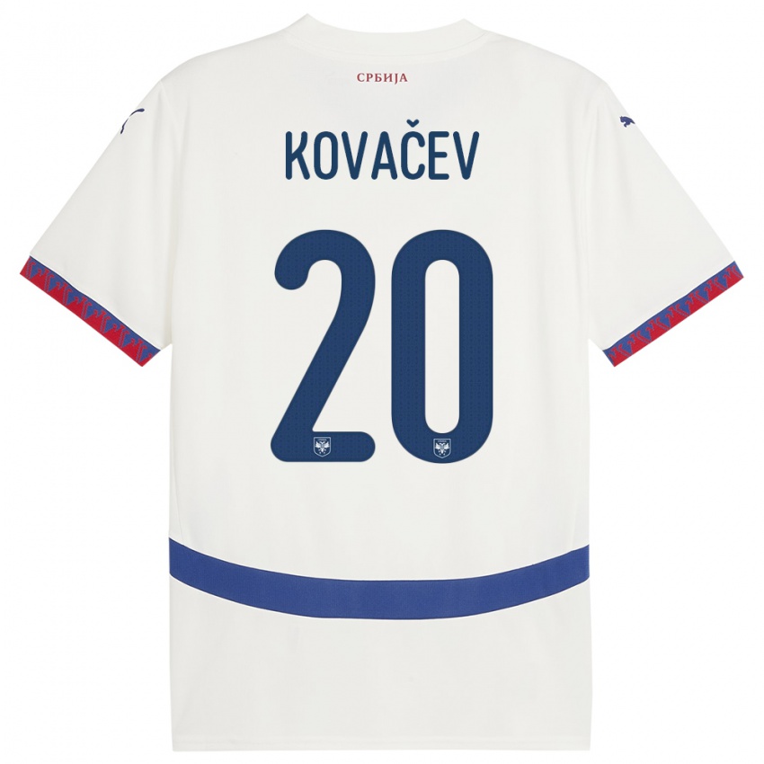 Mann Serbia Milan Kovacev #20 Hvit Bortetrøye Drakt Trøye 24-26 Skjorter T-Skjorte