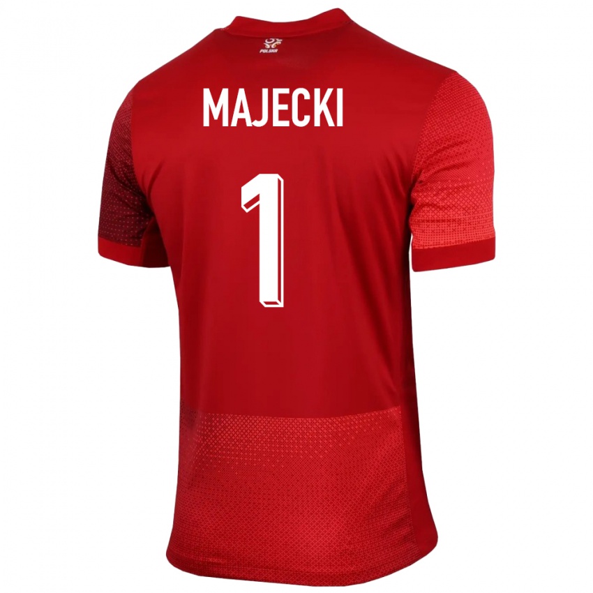Mann Polen Radoslaw Majecki #1 Rød Bortetrøye Drakt Trøye 24-26 Skjorter T-Skjorte