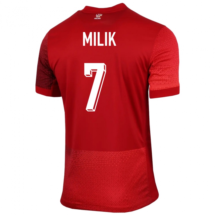 Mann Polen Arkadiusz Milik #7 Rød Bortetrøye Drakt Trøye 24-26 Skjorter T-Skjorte