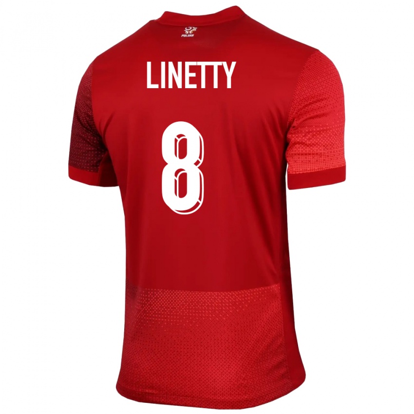 Mann Polen Karol Linetty #8 Rød Bortetrøye Drakt Trøye 24-26 Skjorter T-Skjorte