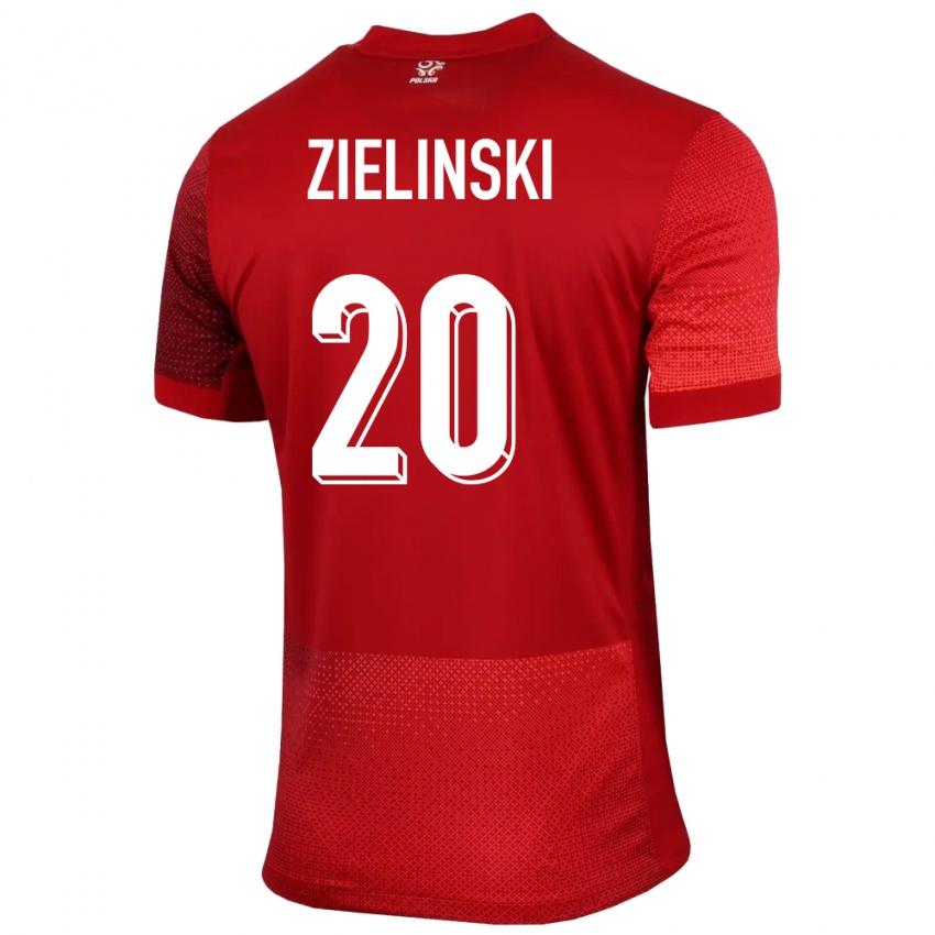 Mann Polen Piotr Zielinski #20 Rød Bortetrøye Drakt Trøye 24-26 Skjorter T-Skjorte