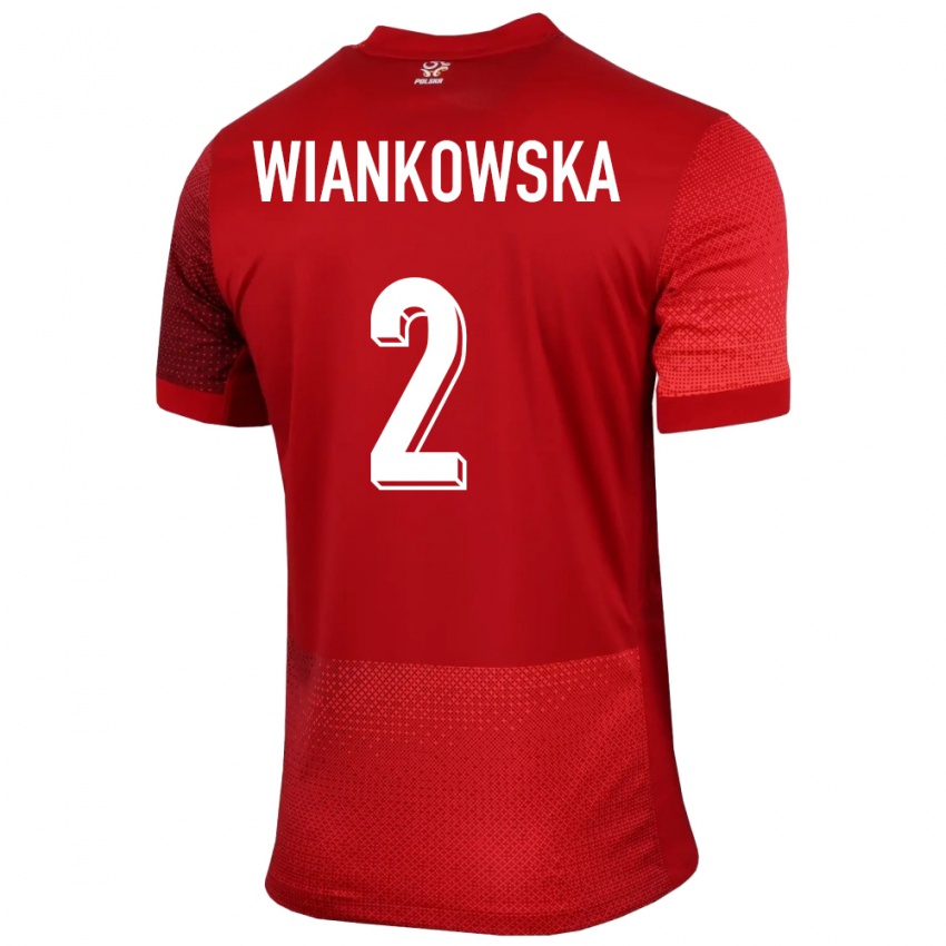 Mann Polen Martyna Wiankowska #2 Rød Bortetrøye Drakt Trøye 24-26 Skjorter T-Skjorte