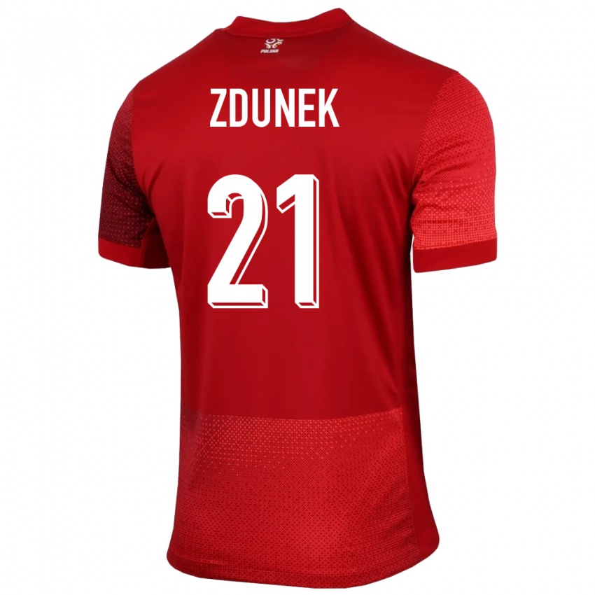 Mann Polen Emilia Zdunek #21 Rød Bortetrøye Drakt Trøye 24-26 Skjorter T-Skjorte