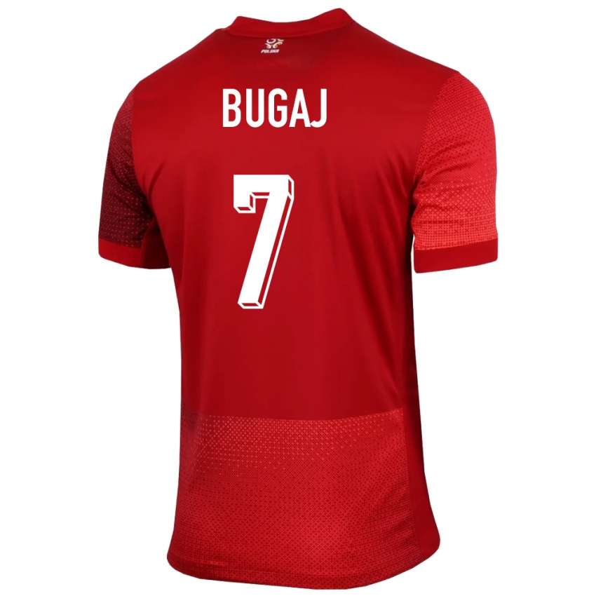 Mann Polen Dawid Bugaj #7 Rød Bortetrøye Drakt Trøye 24-26 Skjorter T-Skjorte