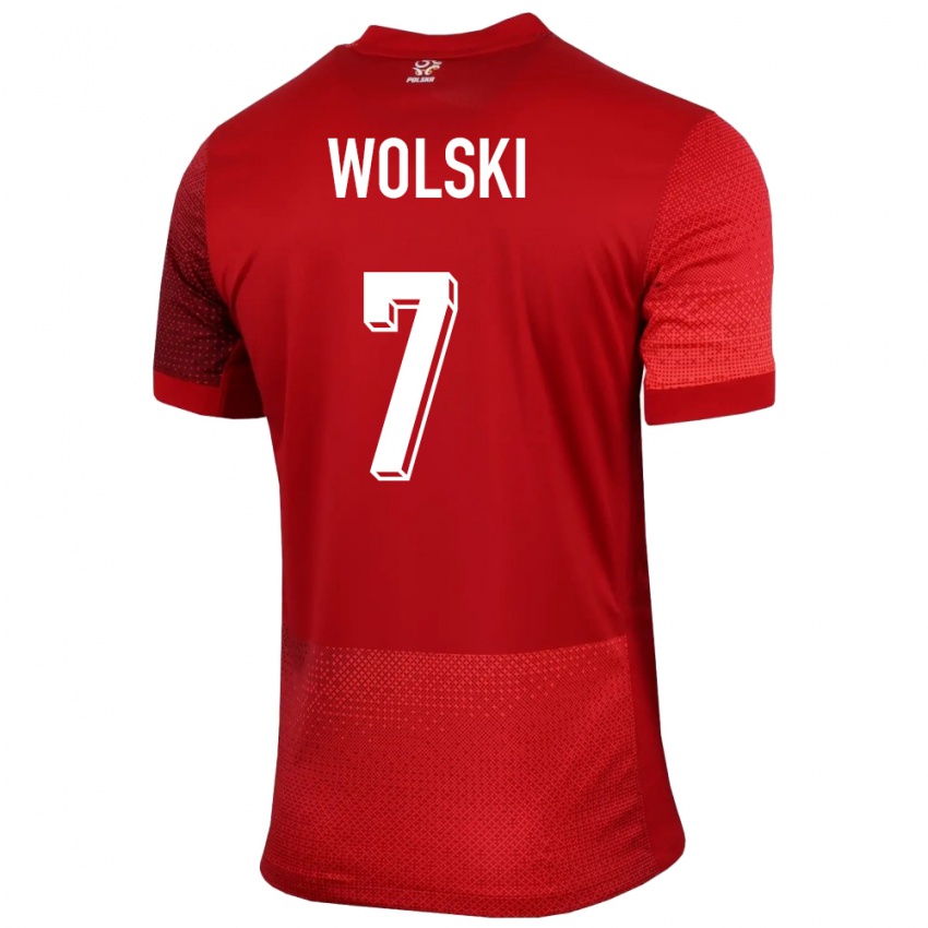Mann Polen Filip Wolski #7 Rød Bortetrøye Drakt Trøye 24-26 Skjorter T-Skjorte