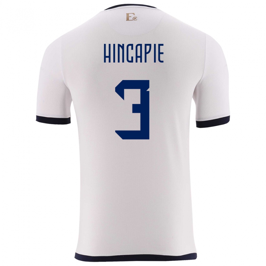 Mann Ecuador Piero Hincapie #3 Hvit Bortetrøye Drakt Trøye 24-26 Skjorter T-Skjorte