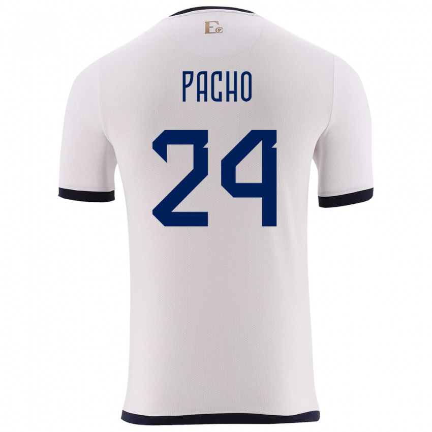 Mann Ecuador William Pacho #24 Hvit Bortetrøye Drakt Trøye 24-26 Skjorter T-Skjorte