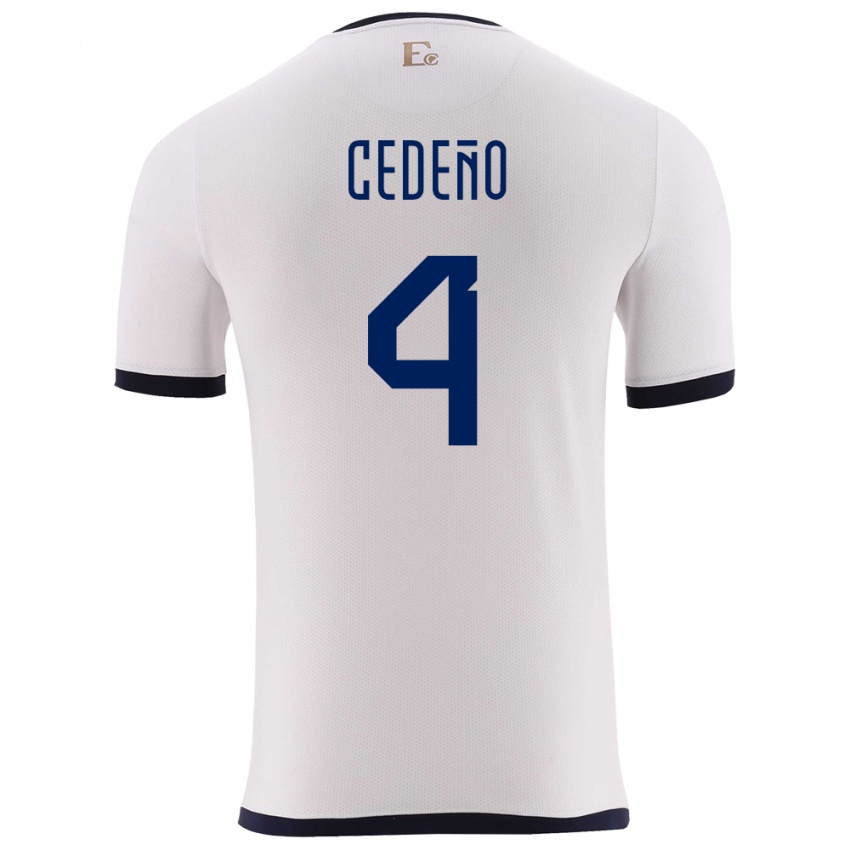 Mann Ecuador Stefany Cedeno #4 Hvit Bortetrøye Drakt Trøye 24-26 Skjorter T-Skjorte