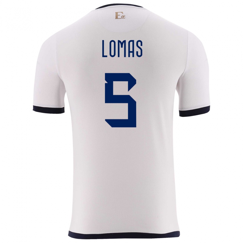 Mann Ecuador Ariana Lomas #5 Hvit Bortetrøye Drakt Trøye 24-26 Skjorter T-Skjorte