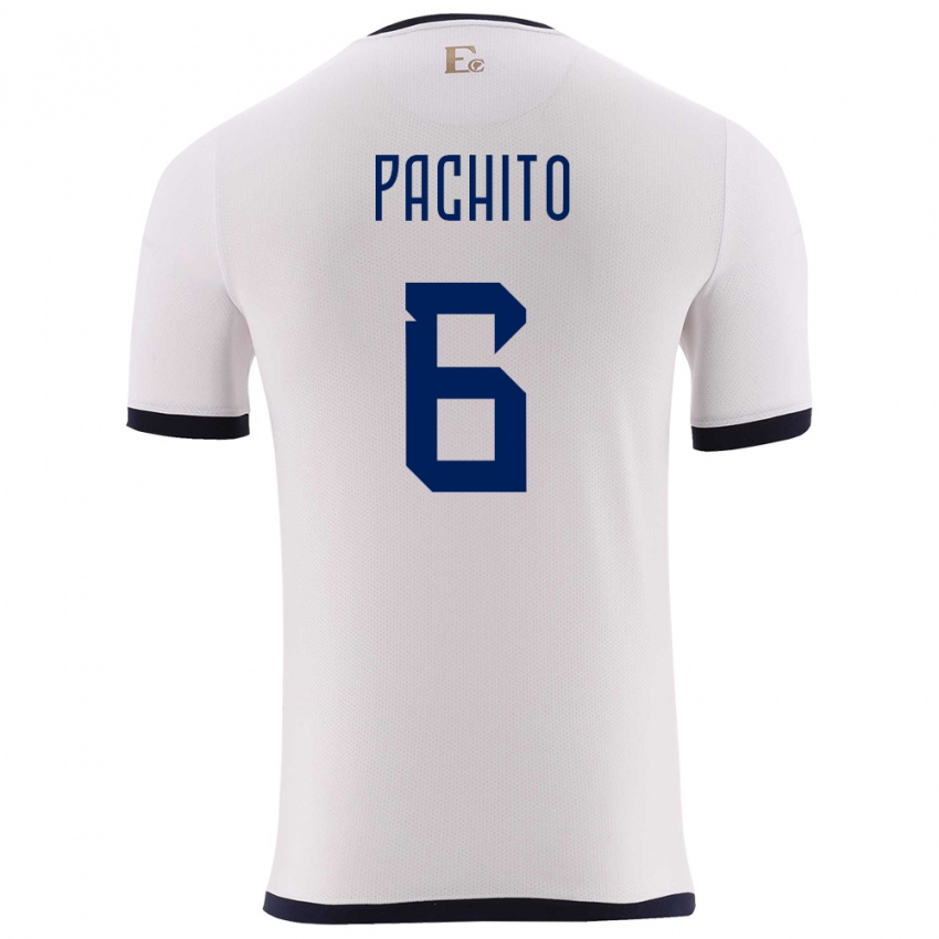 Mann Ecuador Angelica Pachito #6 Hvit Bortetrøye Drakt Trøye 24-26 Skjorter T-Skjorte