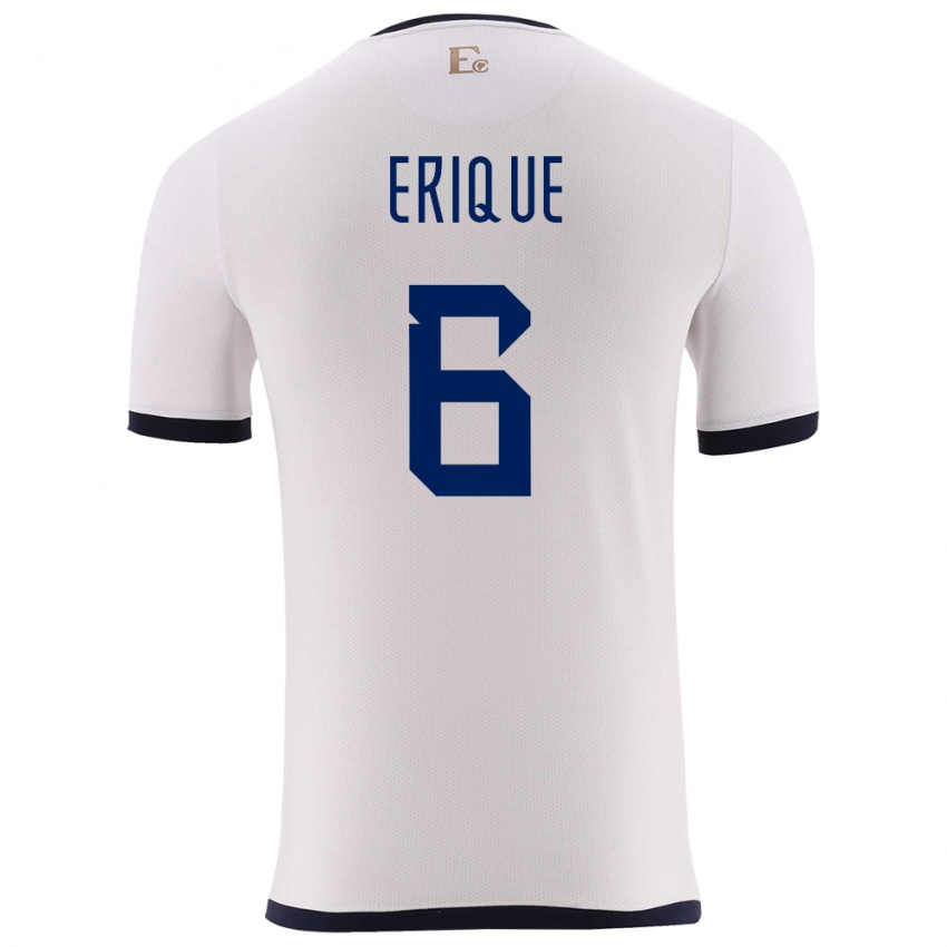 Mann Ecuador Yeltzin Erique #6 Hvit Bortetrøye Drakt Trøye 24-26 Skjorter T-Skjorte
