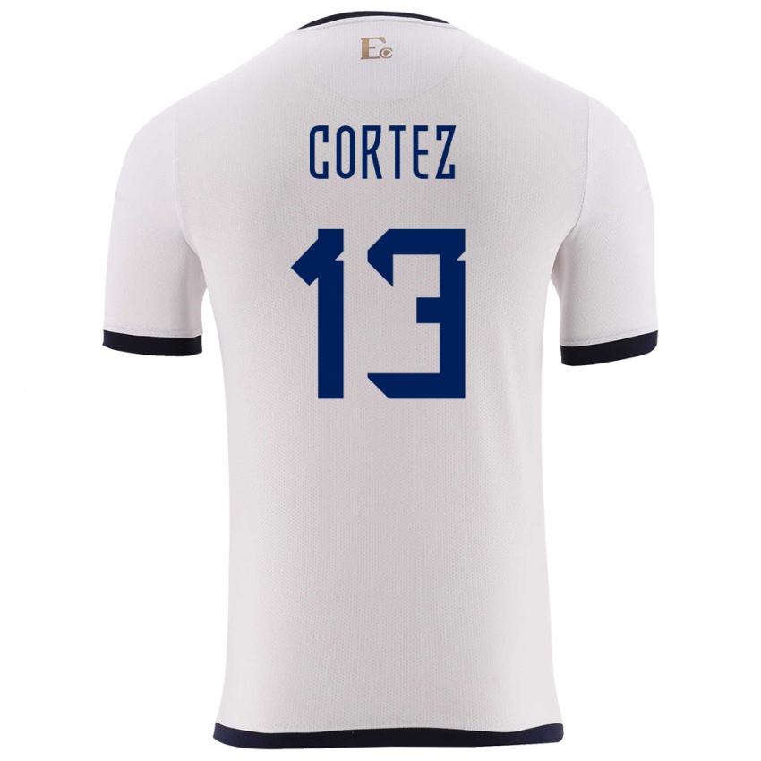 Mann Ecuador Steven Cortez #13 Hvit Bortetrøye Drakt Trøye 24-26 Skjorter T-Skjorte