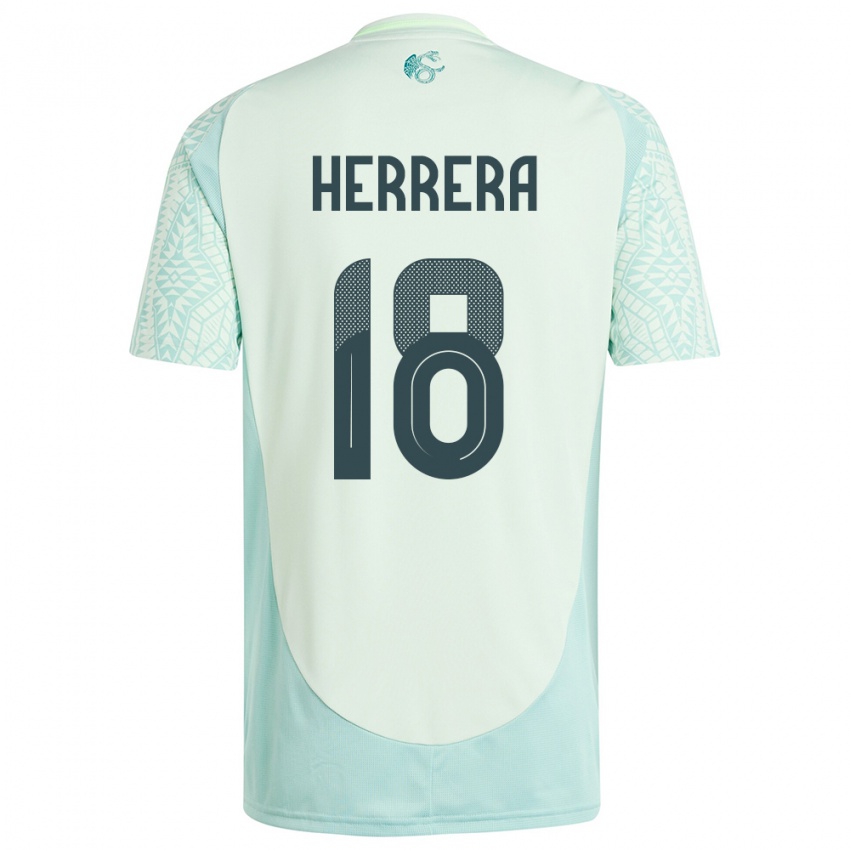 Mann Mexico Ozziel Herrera #18 Lin Grønn Bortetrøye Drakt Trøye 24-26 Skjorter T-Skjorte