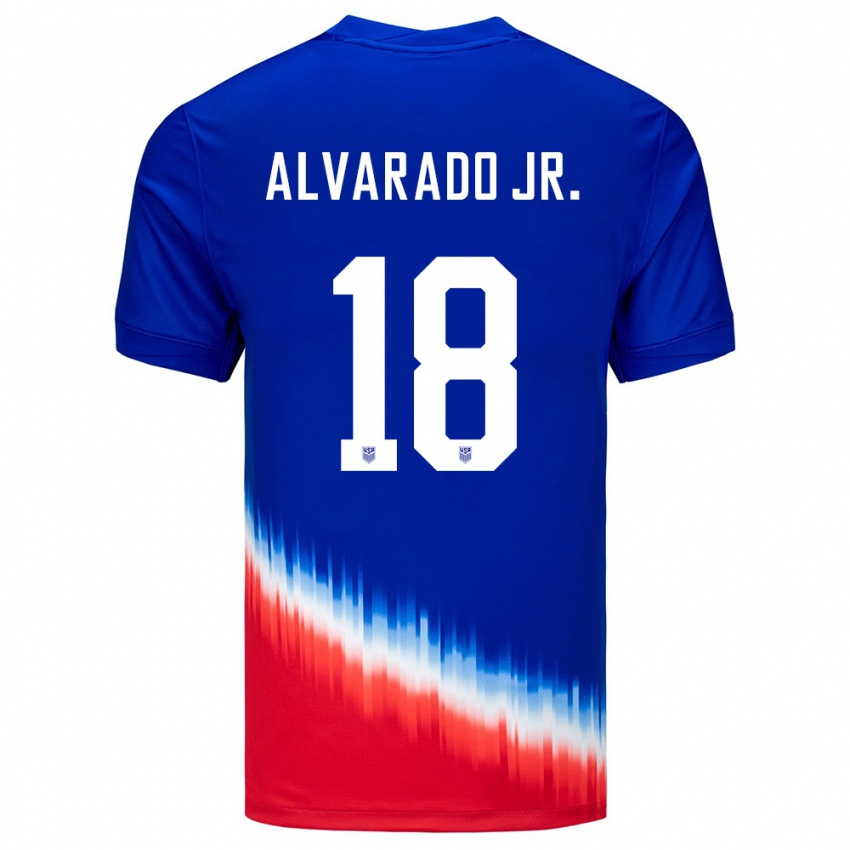 Mann Usa Alejandro Alvarado Jr #18 Blå Bortetrøye Drakt Trøye 24-26 Skjorter T-Skjorte