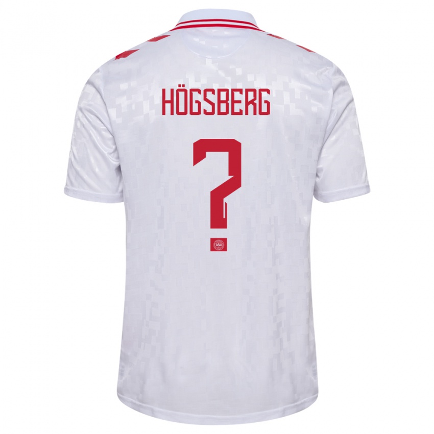 Mann Danmark Lucas Högsberg #0 Hvit Bortetrøye Drakt Trøye 24-26 Skjorter T-Skjorte