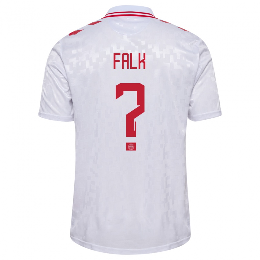 Mann Danmark Lukas Falk #0 Hvit Bortetrøye Drakt Trøye 24-26 Skjorter T-Skjorte