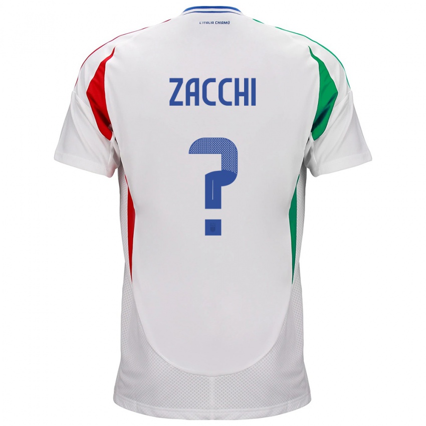 Mann Italia Gioele Zacchi #0 Hvit Bortetrøye Drakt Trøye 24-26 Skjorter T-Skjorte