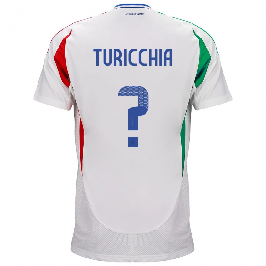 Mann Italia Riccardo Turicchia #0 Hvit Bortetrøye Drakt Trøye 24-26 Skjorter T-Skjorte