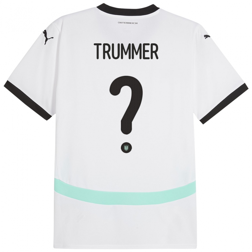 Mann Østerrike Tim Trummer #0 Hvit Bortetrøye Drakt Trøye 24-26 Skjorter T-Skjorte