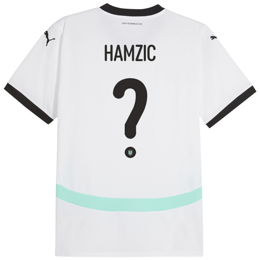 Mann Østerrike Salko Hamzic #0 Hvit Bortetrøye Drakt Trøye 24-26 Skjorter T-Skjorte