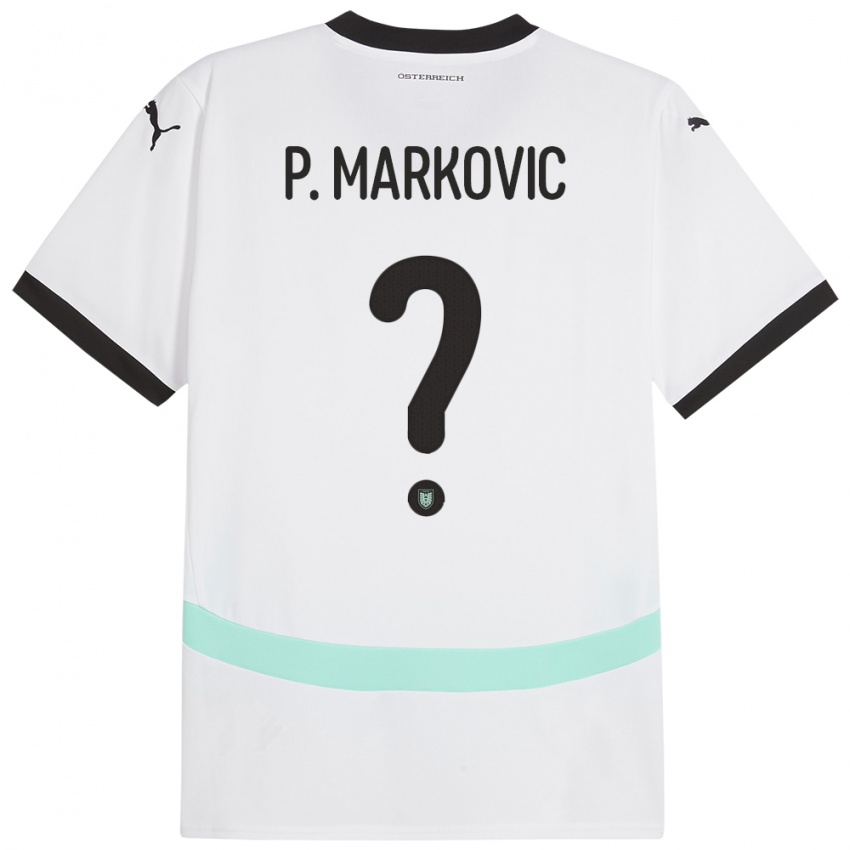 Mann Østerrike Petar Markovic #0 Hvit Bortetrøye Drakt Trøye 24-26 Skjorter T-Skjorte