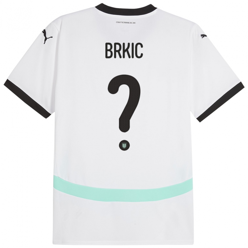 Mann Østerrike Tarik Brkic #0 Hvit Bortetrøye Drakt Trøye 24-26 Skjorter T-Skjorte