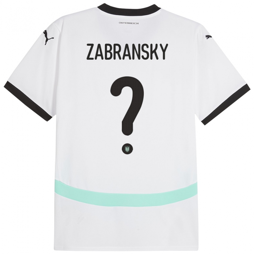 Mann Østerrike Valentin Zabransky #0 Hvit Bortetrøye Drakt Trøye 24-26 Skjorter T-Skjorte
