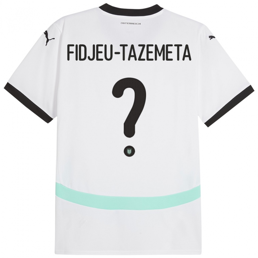 Mann Østerrike Thierry Fidjeu-Tazemeta #0 Hvit Bortetrøye Drakt Trøye 24-26 Skjorter T-Skjorte