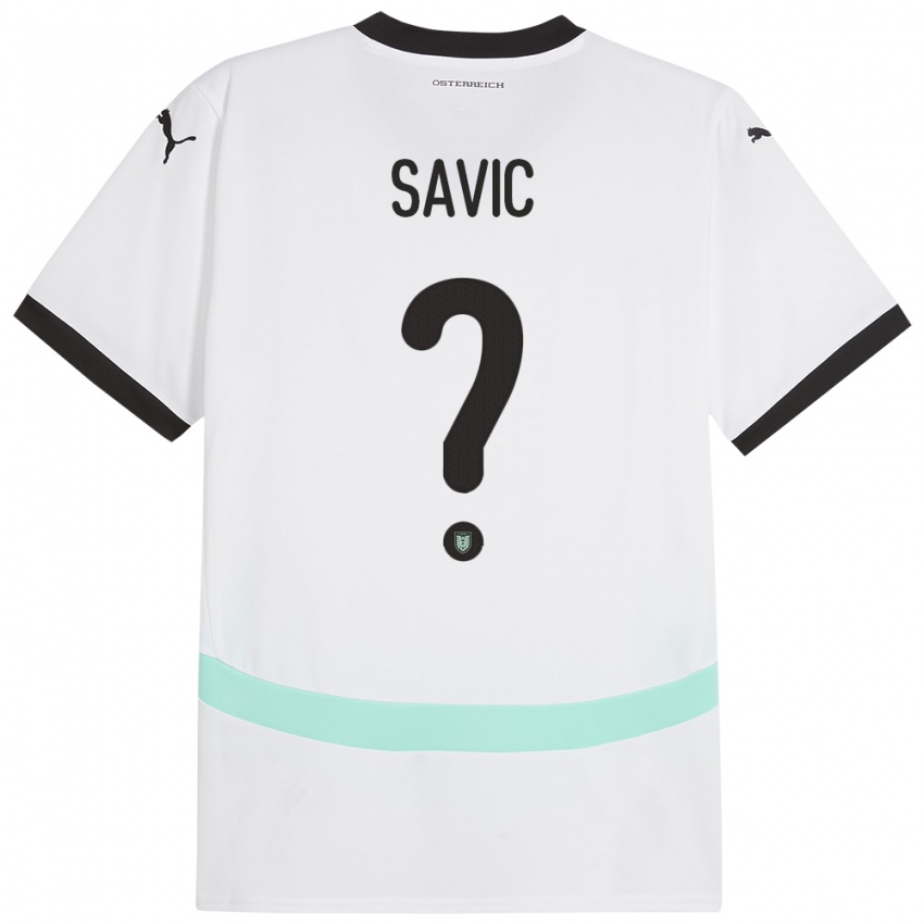 Mann Østerrike Sergej Savic #0 Hvit Bortetrøye Drakt Trøye 24-26 Skjorter T-Skjorte