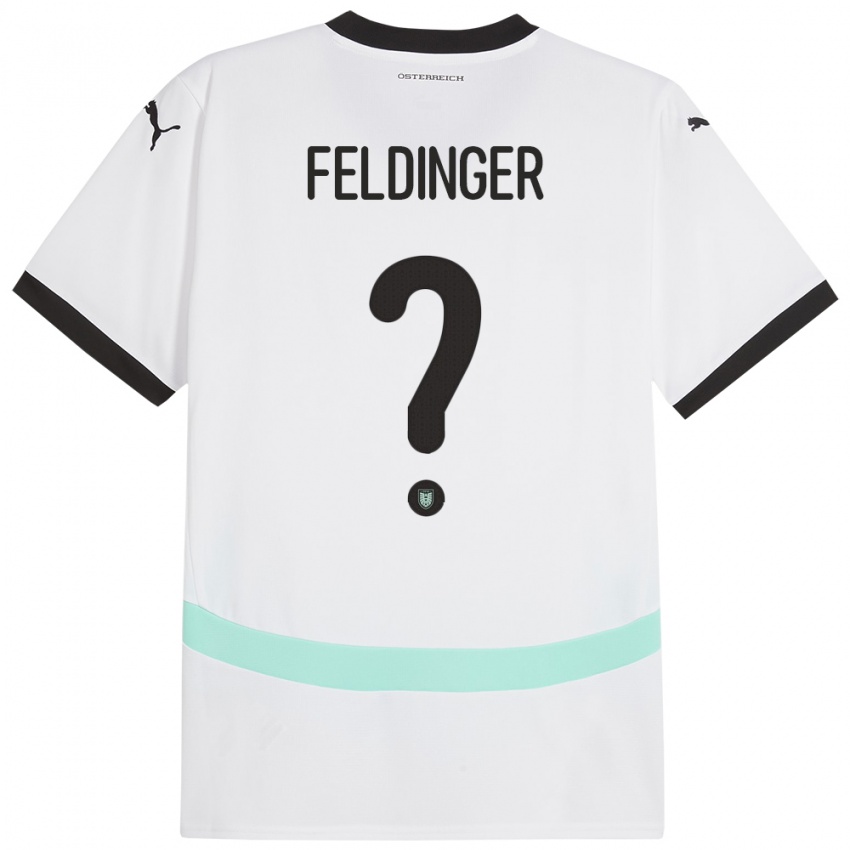 Mann Østerrike Rafael Feldinger #0 Hvit Bortetrøye Drakt Trøye 24-26 Skjorter T-Skjorte