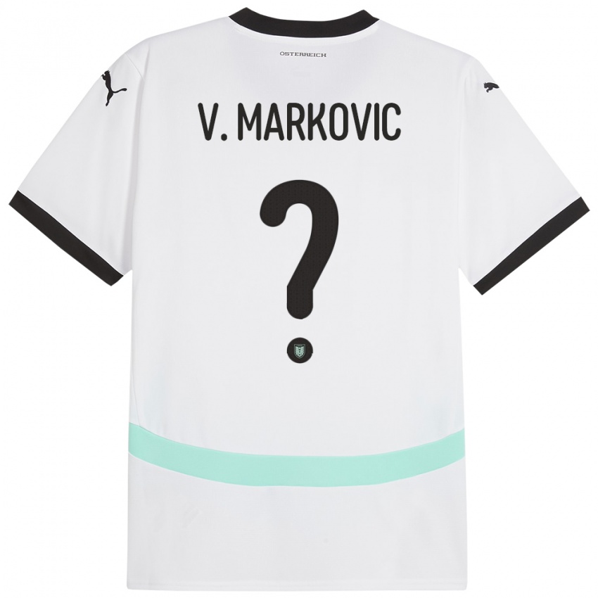 Mann Østerrike Vasilije Markovic #0 Hvit Bortetrøye Drakt Trøye 24-26 Skjorter T-Skjorte