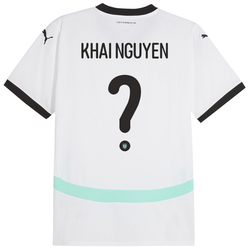 Mann Østerrike Quoc Khai Nguyen #0 Hvit Bortetrøye Drakt Trøye 24-26 Skjorter T-Skjorte