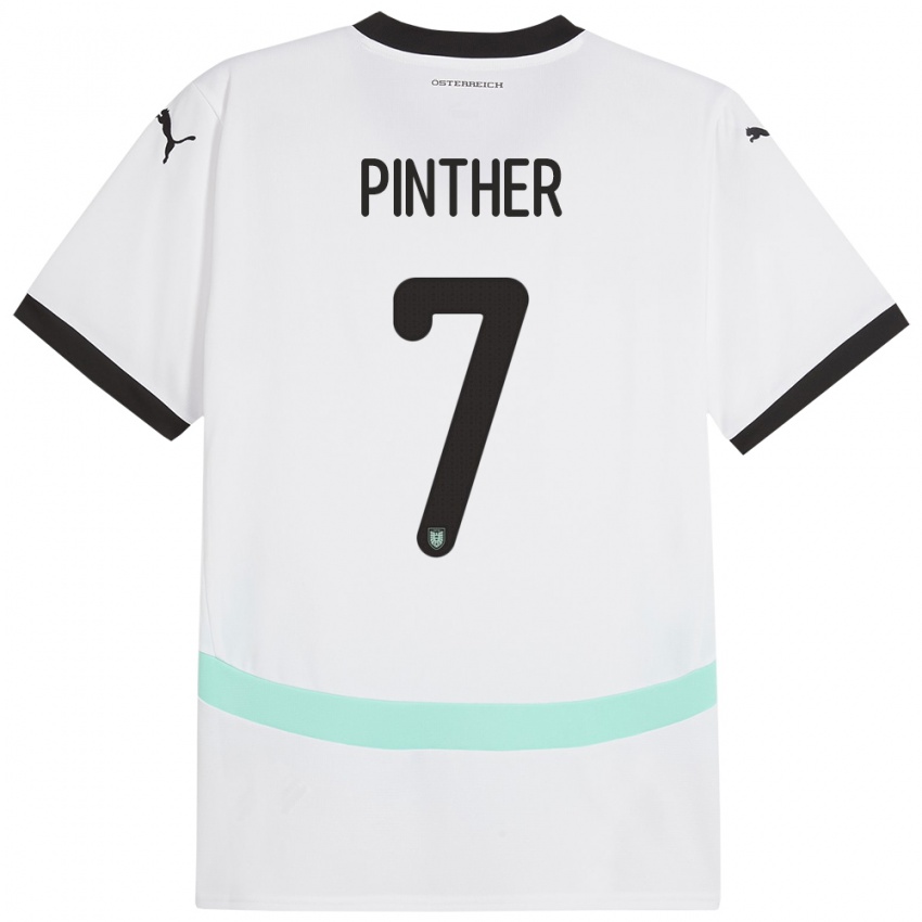 Mann Østerrike Viktoria Pinther #7 Hvit Bortetrøye Drakt Trøye 24-26 Skjorter T-Skjorte