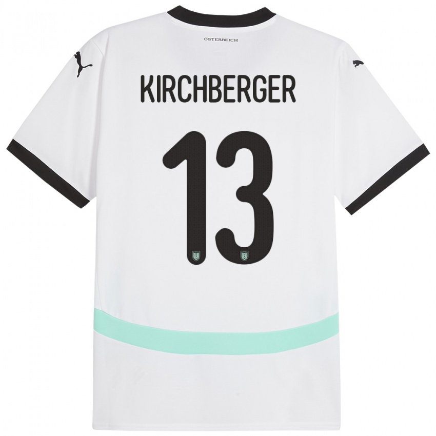 Mann Østerrike Virginia Kirchberger #13 Hvit Bortetrøye Drakt Trøye 24-26 Skjorter T-Skjorte