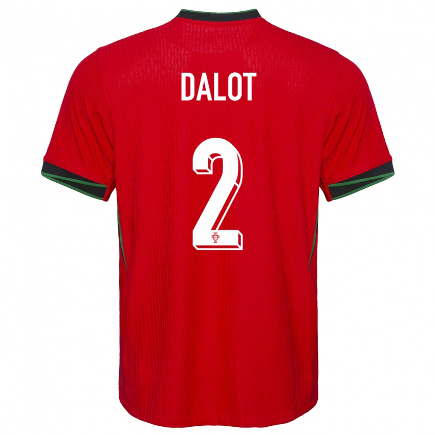 Dame Portugal Diogo Dalot #2 Rød Hjemmetrøye Drakt Trøye 24-26 Skjorter T-Skjorte