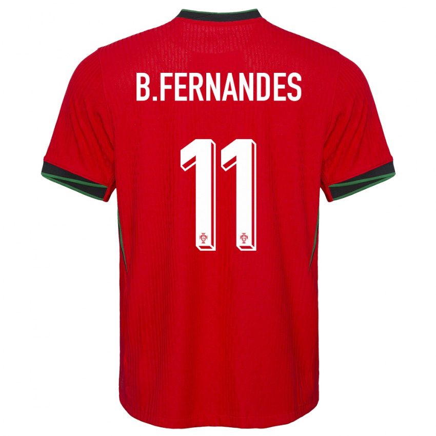 Dame Portugal Bruno Fernandes #11 Rød Hjemmetrøye Drakt Trøye 24-26 Skjorter T-Skjorte