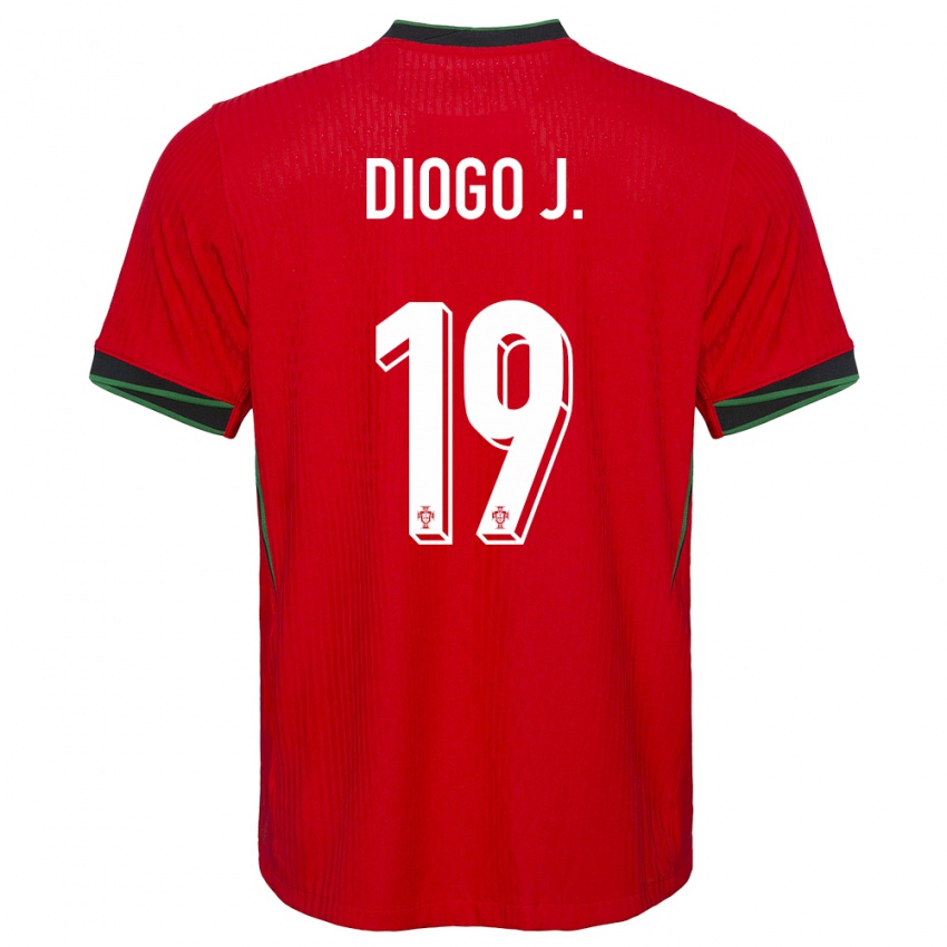 Dame Portugal Diogo Jota #19 Rød Hjemmetrøye Drakt Trøye 24-26 Skjorter T-Skjorte