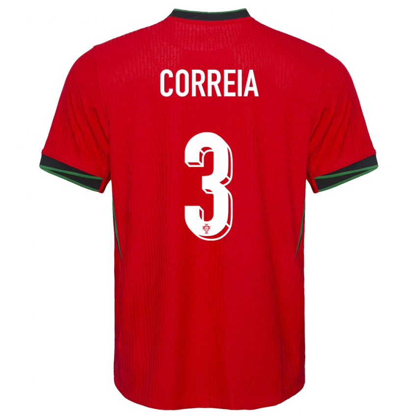 Dame Portugal Alicia Correia #3 Rød Hjemmetrøye Drakt Trøye 24-26 Skjorter T-Skjorte