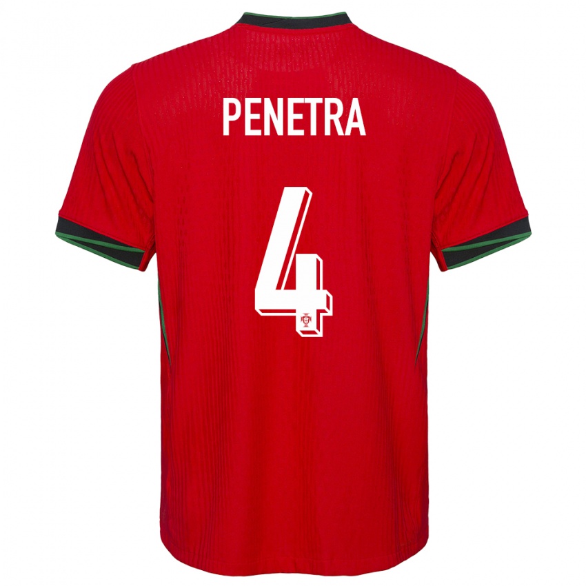 Dame Portugal Alexandre Penetra #4 Rød Hjemmetrøye Drakt Trøye 24-26 Skjorter T-Skjorte