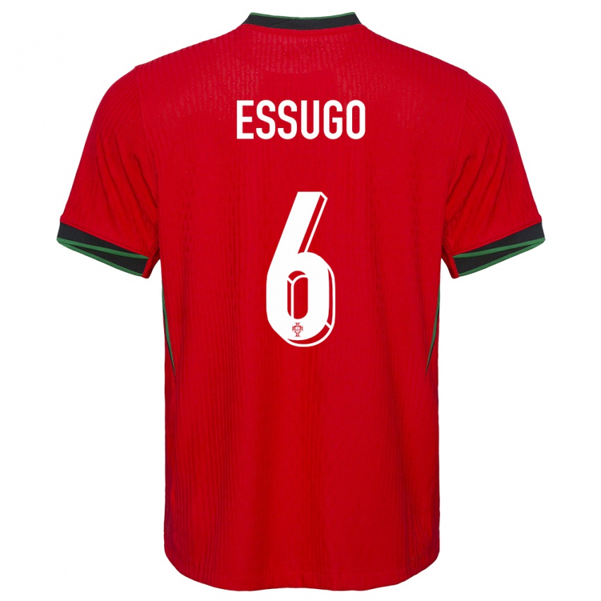 Dame Portugal Dario Essugo #6 Rød Hjemmetrøye Drakt Trøye 24-26 Skjorter T-Skjorte