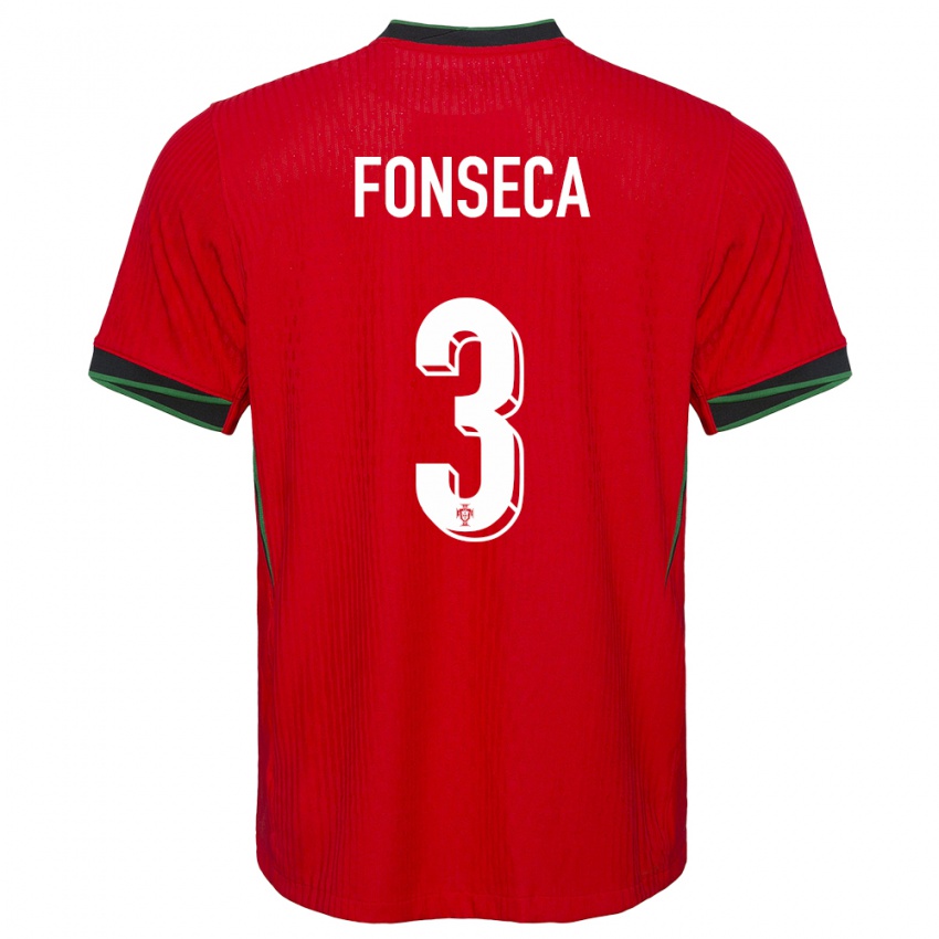 Dame Portugal Joao Fonseca #3 Rød Hjemmetrøye Drakt Trøye 24-26 Skjorter T-Skjorte