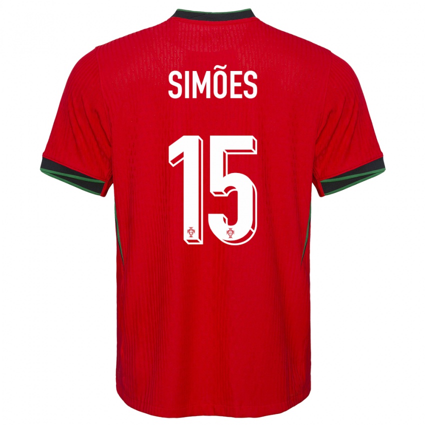 Dame Portugal Joao Simoes #15 Rød Hjemmetrøye Drakt Trøye 24-26 Skjorter T-Skjorte