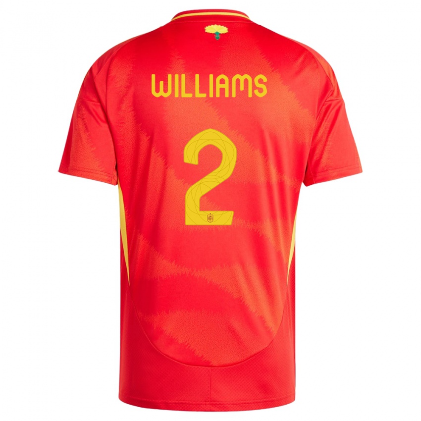 Dame Spania Nico Williams #2 Rød Hjemmetrøye Drakt Trøye 24-26 Skjorter T-Skjorte