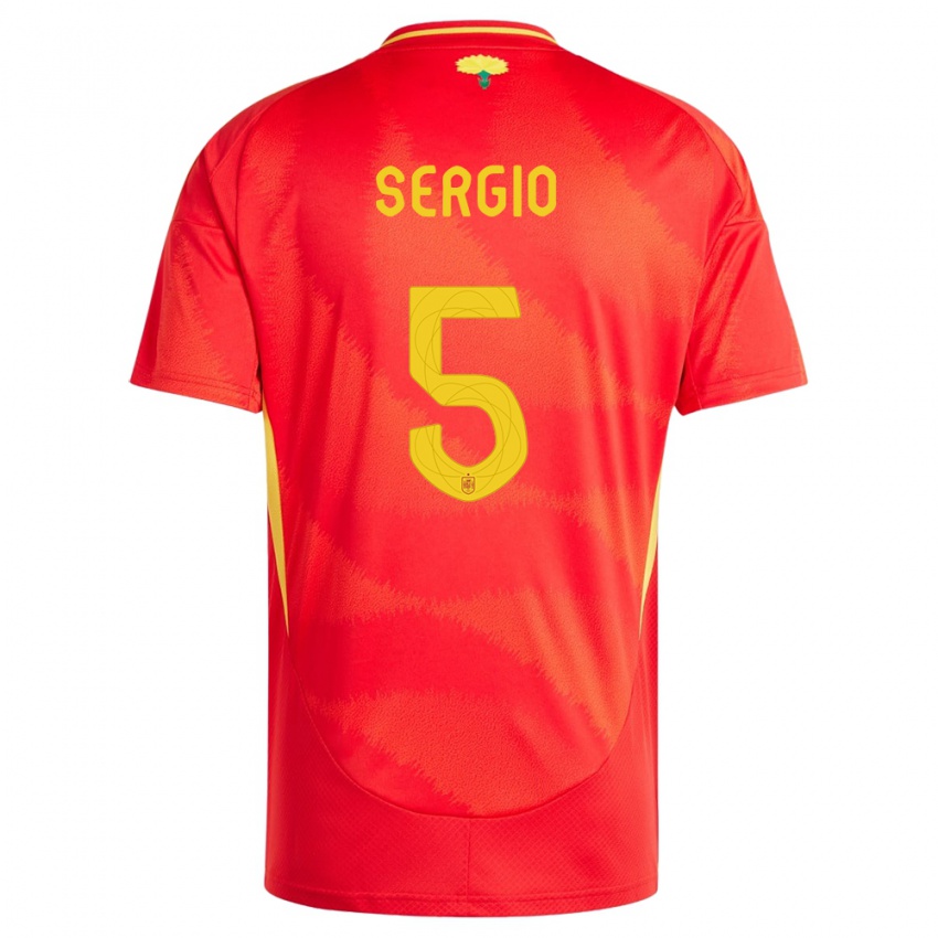Dame Spania Sergio Busquets #5 Rød Hjemmetrøye Drakt Trøye 24-26 Skjorter T-Skjorte