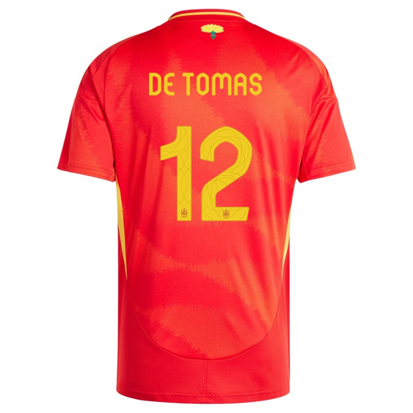 Dame Spania Raul De Tomas #12 Rød Hjemmetrøye Drakt Trøye 24-26 Skjorter T-Skjorte