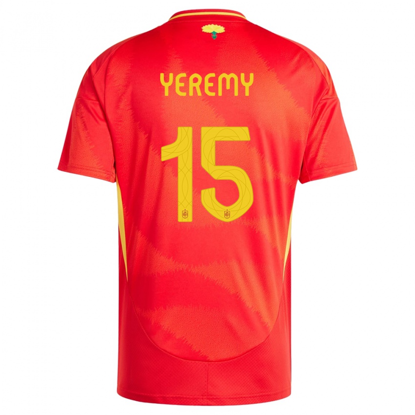 Dame Spania Yeremy Pino #15 Rød Hjemmetrøye Drakt Trøye 24-26 Skjorter T-Skjorte