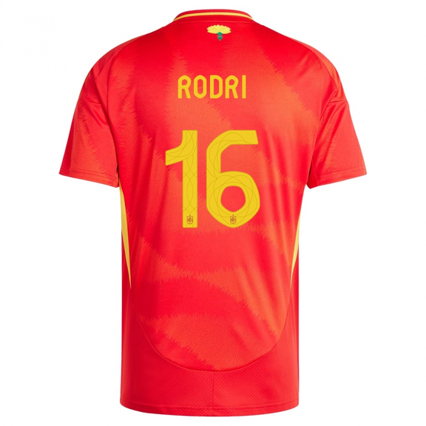 Dame Spania Rodri #16 Rød Hjemmetrøye Drakt Trøye 24-26 Skjorter T-Skjorte
