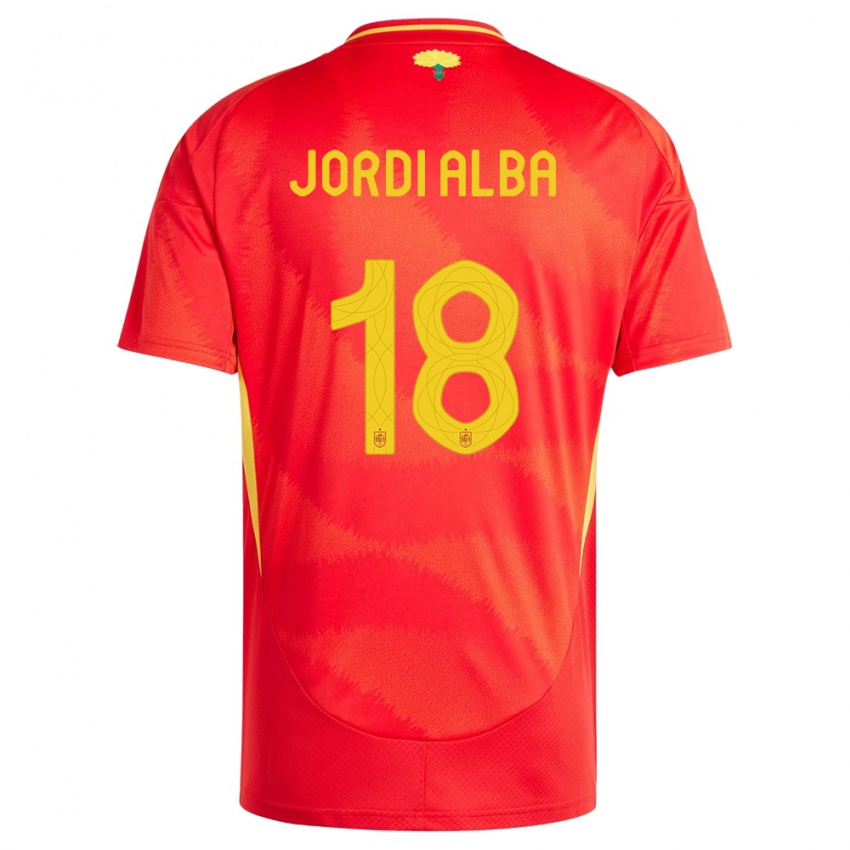 Dame Spania Jordi Alba #18 Rød Hjemmetrøye Drakt Trøye 24-26 Skjorter T-Skjorte